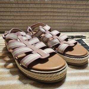 Lucky Brand Pink and Tan Strappy Sandals